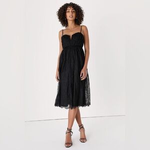 🖤 Lulus My Darling Daydreamer Black Lace Bustier Midi Dres